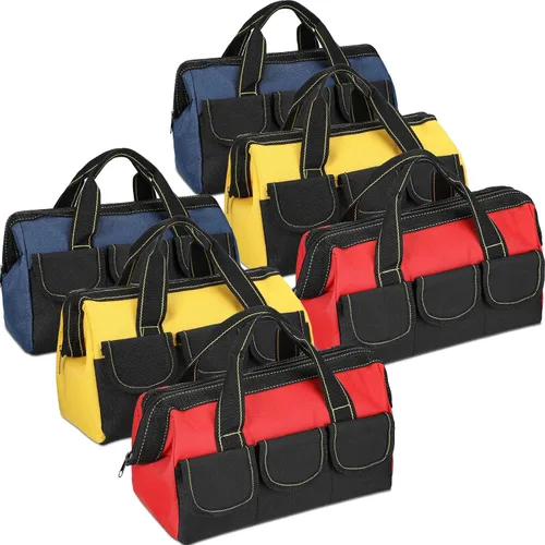 Vista 8 de Silkfly Bolsa de herramientas portátil de 6 piezas para hombres y mujeres, resistente, con parte inferior dura impermeable, varios bolsillos, gran