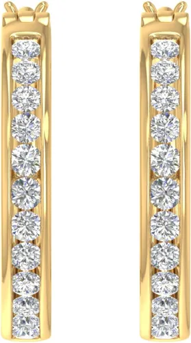 Vista 2 de Aretes tipo argolla de diamantes de 1 quilate en oro macizo de 14 quilates (claridad I1-I2)