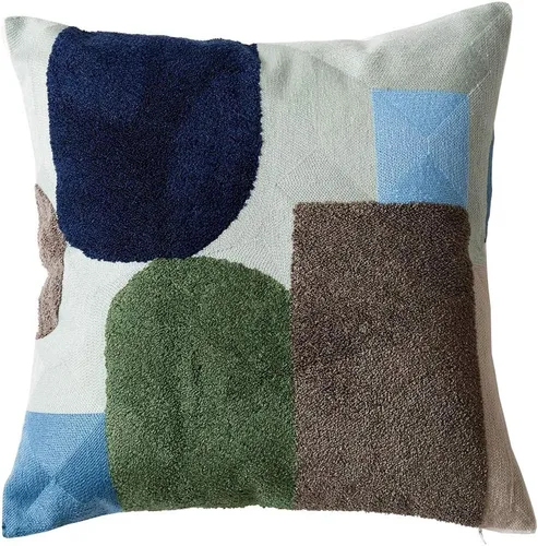 Vista 16 de vctops Funda decorativa para cojín con detalles de penachos geométricos estilo bohemio, funda de almohada cuadrada bordada en algodón para sofá