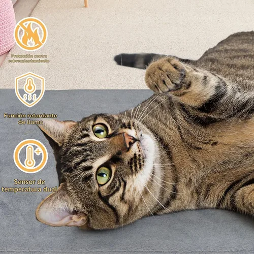 Vista 2 de Almohadilla térmica para mascotas para gatos y perros pequeños, cama climatizada para gatos, control automático de temperatura, almohadillas