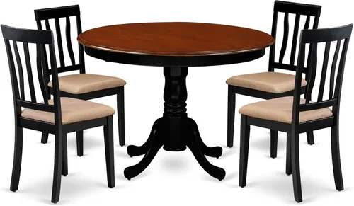 Vista 12 de East West Furniture HLAN3-BCH-C - Juego de mesa de comedor, 3 piezas