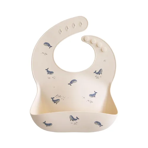 Vista 47 de Mushie - Babero de silicona para bebé, ajustable y resistente al agua (abejas) De 4 a 24 meses, lavable a máquina, correa ajustable