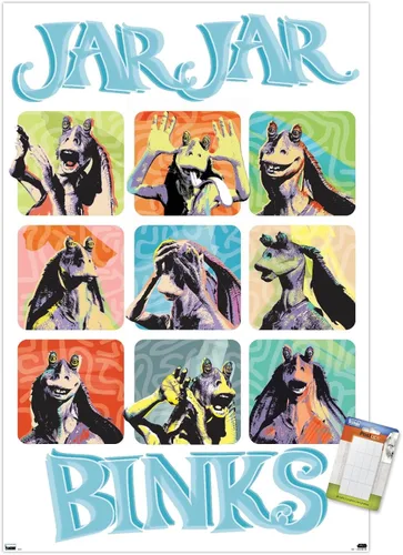 Vista 12 de Trends International Star Wars: The Phantom Menace - Jar Jar Binks Grid - Póster de pared, 22.4 pulgadas de largo x 14.7 pulgadas, versión enmarcada