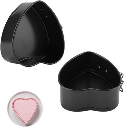 Vista 10 de Molde para tartas de molde desmontable con forma de corazón, molde de acero al carbono, mini moldes para hornear con base extraíble, sartén