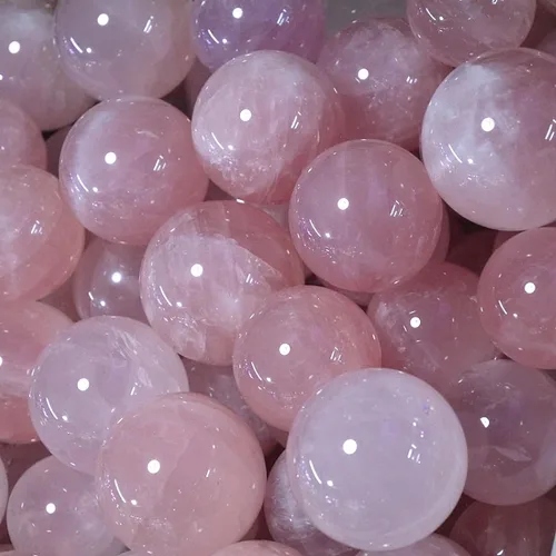 Vista 6 de Bolas Baoding de cuarzo rosa de 1.4 pulgadas, bolas pequeñas de cristal rosa curativo para el estrés, bolas de mano para terapia de manos, alivio