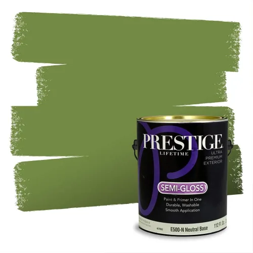 Vista 124 de Prestige Paints - Pintura exterior e imprimación en uno, 1 galón, plano, compatibilidad comparable con el color menta «Whipped Mint» de Behr