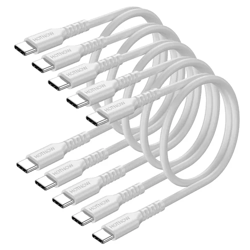 Vista 10 de Cable USB C a USB C de 0.5 pies, 5 unidades, cables cortos de carga rápida Negro