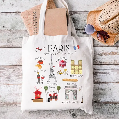 Vista 2 de XYANFA Bolsa de compras París, regalos para amantes de los viajes de Francia, bolsa de vocación
