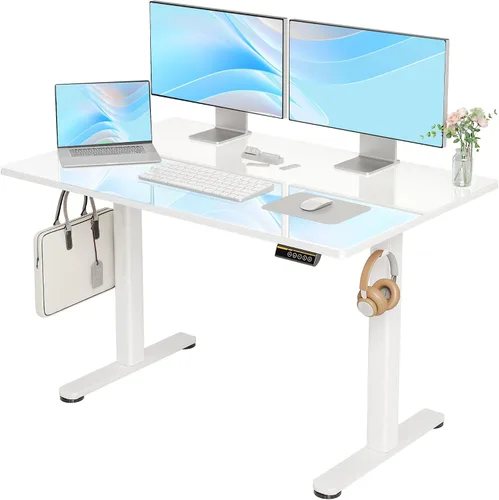Vista 10 de YDN Escritorio de pie de cristal 40x24 pulgadas Super Blanco