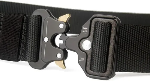 Vista 5 de VANGULL Cinturón táctico cinturón de trabajo de nylon de la web de las correas de 1,5 pulgadas con la hebilla resistente, Negro