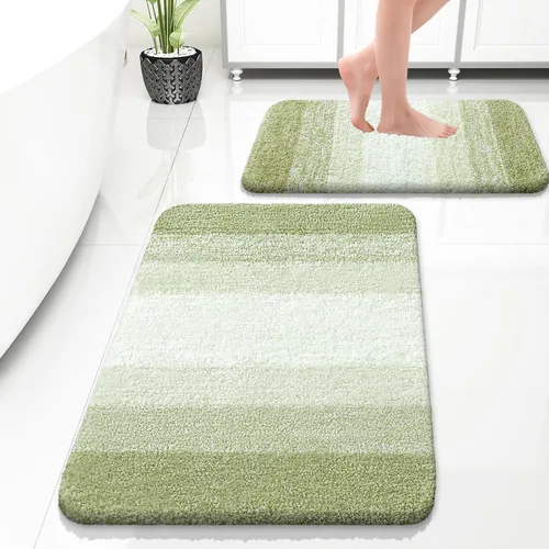 Vista 121 de OLANLY - Juego de tapetes para baño de 2 piezas, de microfibra, suaves y absorbentes, antideslizantes, lavables a máquina y para secadora, felpudos