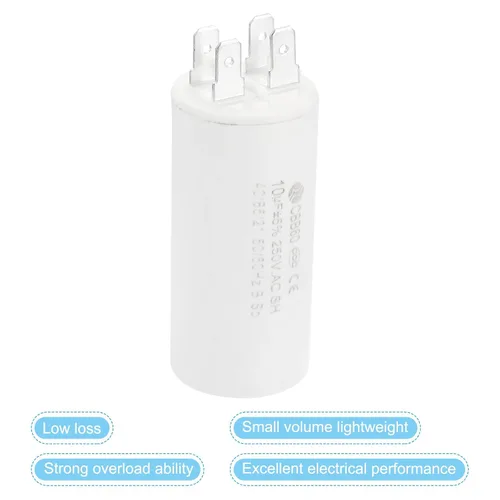 Vista 4 de PATIKIL CBB60 10uF Condensador de funcionamiento, 2 piezas CA 250 V 4 pines 50/60 Hz cilindro 1.25 x 2.73 pulgadas para bombas de agua, lavadoras