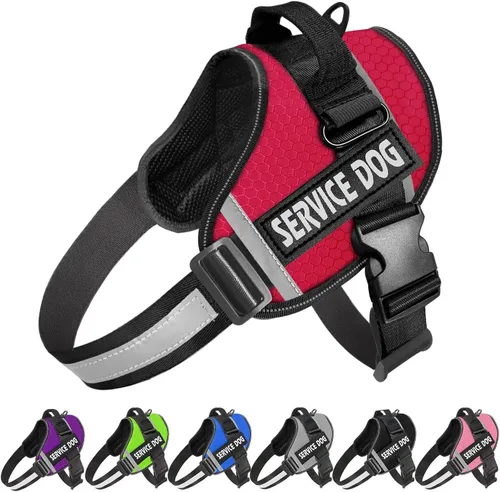 Vista 7 de JSXD - Arnés para perro, sin tirones, con asa ajustable, para exteriores, chaleco de nailon reflectante 3M, fácil control del perro, para razas Negro