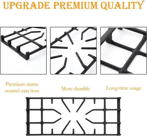 Vista 4 de Repuesto mejorado de rejilla 807412601 para piezas de estufa Frigidaire, 20 x 7.9 pulgadas, rejilla de quemador de superficie de hierro fundido