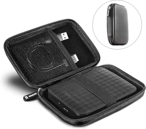 Vista 5 de Duronic Funda para disco duro HDC2/GY Gris Bolsa de almacenamiento portátil de EVA para cables y cables externos Ligero y protector Adecuado