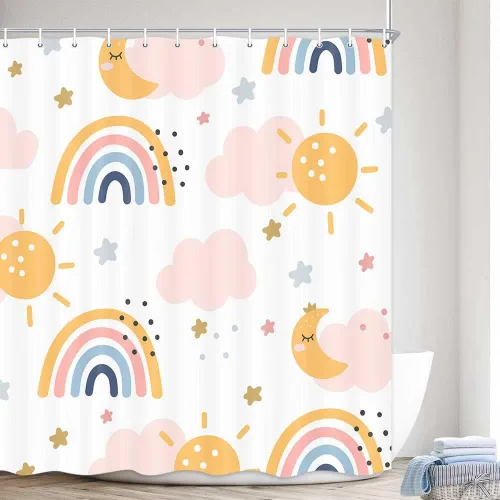 Vista 11 de Cortina de ducha con diseño de mariposas, diseño floral, moderna, femenina, para baño, accesorios de baño para niños con ganchos, 47 x 64 pulgadas