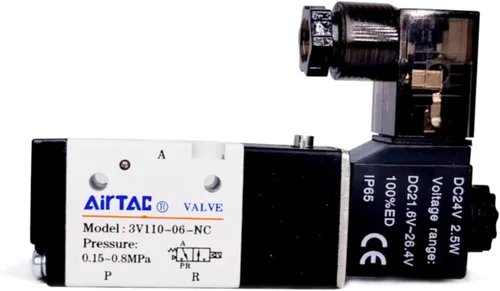 Vista 2 de Válvula electromagnética 3/2 vías 1/8 "PT neumático normalmente cerrado AirTAC 3V110-06 AC110V Aire sola bobina piloto eléctrico 2 posición 3 vías
