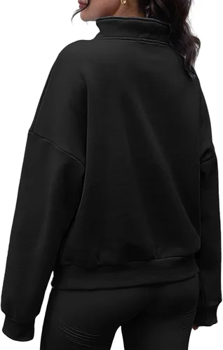 Vista 3 de Trendy Queen Sudaderas con media cremallera, sudaderas con capucha de gran tamaño, suéteres de otoño 2023 Y2K ropa de invierno