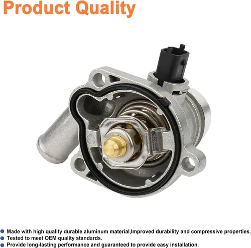 Vista 4 de Conjunto de carcasa de termostato de refrigerante de motor de aluminio mejorado (1 unidad). Compatible con Buick Encore 2013-2020 Chevy Cruze