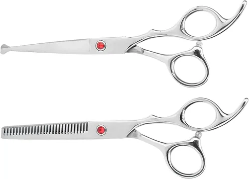 Vista 4 de Tijeras de peluquería, Tijeras de adelgazamiento de corte Conjunto de tijeras texturizantes para el cabello Salón de la Familia de Diente Plano