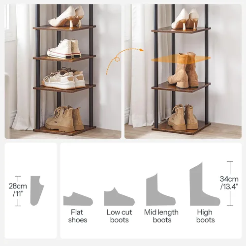 Vista 8 de HOOBRO Zapatero vertical, estante estrecho de 6 niveles, organizador de almacenamiento de zapatos para espacios pequeños, 11 pulgadas de largo x 11