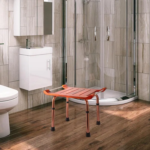 Vista 6 de Banco de ducha de teca para asiento interior de ducha, baño, sauna, para ancianos y discapacitados