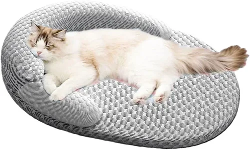 Vista 7 de Camas para gatos con almohada para interiores, alfombrillas de verano extraíbles lavables y refrescantes para mascotas Azul