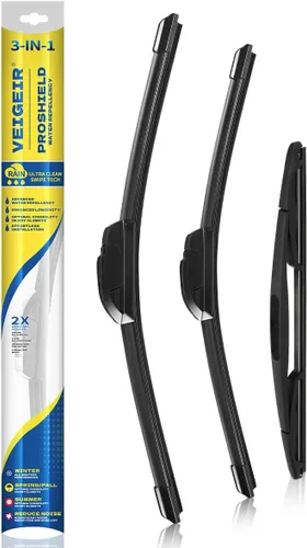 Vista 32 de Paquete de 3 plumas limpiaparabrisas delanteros y traseros para automóviles, calidad original de fábrica, 20 pulgadas, 20 pulgadas, 12 pulgadas