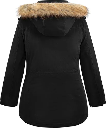 Vista 2 de Soularge Chaqueta de invierno con forro de sherpa para mujer, talla grande, con capucha desmontable