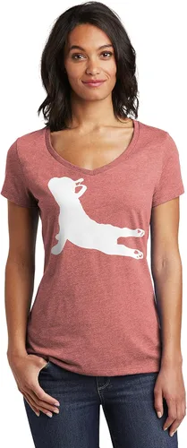 Vista 2 de Camiseta con clase, diseño de bulldog francés con texto en inglés "Pose Pose