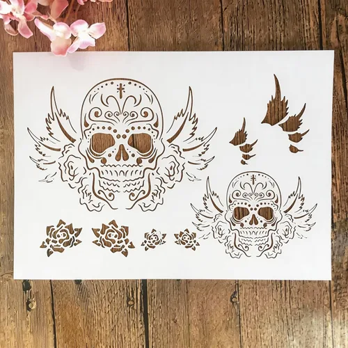 Vista 13 de TIAMECH Plantilla A4 reutilizable de líneas de símbolos pequeños para pintar, plantilla de capas de textura de cuadrícula, arte de pared