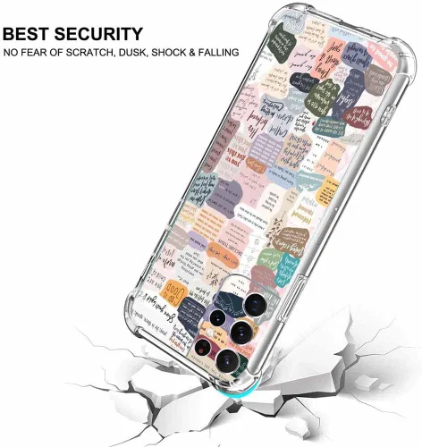Vista 3 de Funda con versículos bíblicos para Samsung Galaxy S22 Ultra, collage de citas de Jesús cristiano, funda protectora de TPU suave de moda compatible