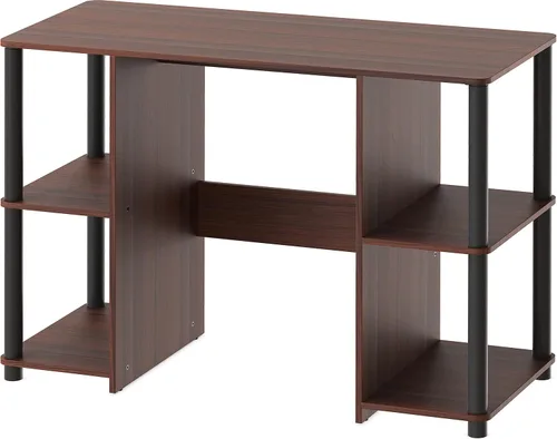 Vista 7 de SHW Escritorio de madera para oficina en casa de 38 pulgadas con estantes de doble cara, cereza