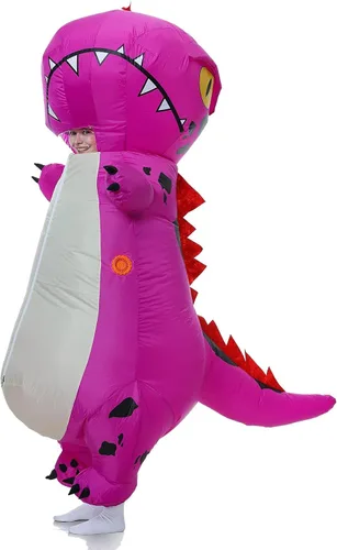 Vista 3 de JYZCOS Disfraz inflable de dinosaurio gruñón para adultos disfraz de Halloween