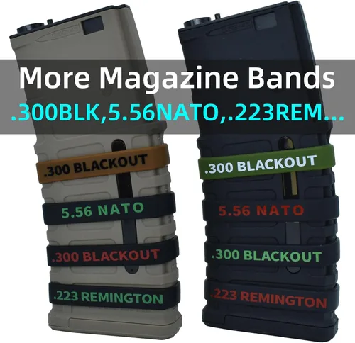 Vista 7 de Paquete de 12 bandas de marcado Miaozhun 300 BLK Subsonic Magazine .300 Blackout Subsonic Magazine Identificación de calibre (verde militar-blanco)