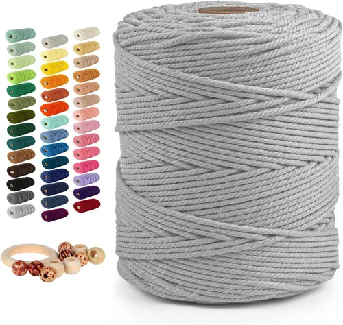 Vista 26 de Munzong - Cuerda de macramé color verde ejército, 5 mm x 109 yardas, cuerda de algodón natural hecha a mano colorida de 100 m, cuerda de macramé