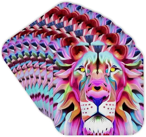 Vista 8 de 3dRose an Unreal Dreamlike Lion Fantasy Art Set of 4 Coasters - Cork
