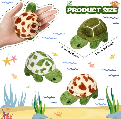 Vista 2 de Skylety 12 piezas de mini tortuga de juguete de peluche suave animal marino pequeño juguete de peluche tortuga lindo animal de peluche para adultos