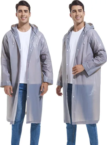 Vista 165 de 2 abrigos de lluvia de Borogo para adultos, chaquetas de lluvia reutilizables para hombres y mujeres