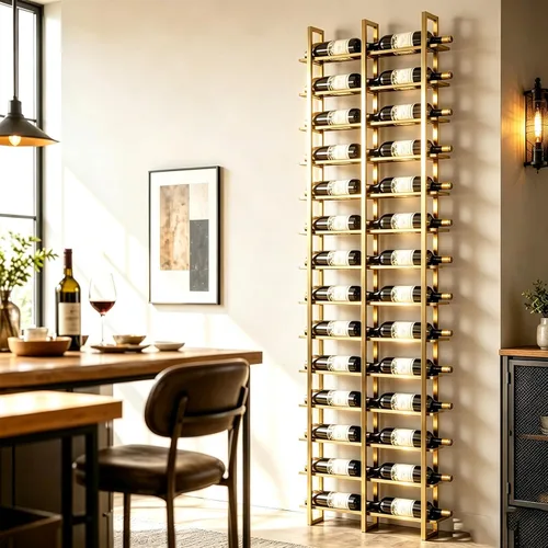 Vista 9 de Estante de vino grande de montaje en pared para 64 botellas Negro