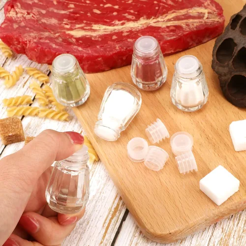 Vista 6 de Tapones para salero y pimentero, tapón de repuesto transparente de repuesto para salero y pimienta, tapa redonda de plástico para ollas, botellas