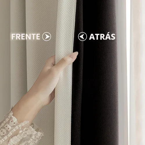 Vista 7 de FMFUNCTEX - Cortinas 100% opacas color beige de 40 x 63 pulgadas para dormitorio, 2 paneles Black out Drapes, Thermal Insulated Noise Reducing