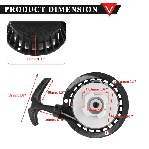 Vista 2 de PRO BAT Aleación de aluminio Easy Recoil Pull Start Starter para 47cc 49cc Mini Moto Chopper ATV Quad Dirt Pit Pocket Bike 2 Stroke Negro