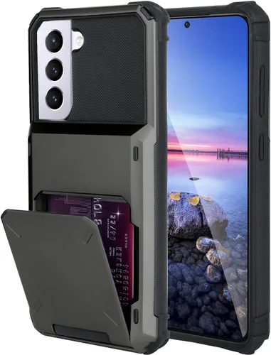 Vista 15 de Funda tipo cartera para Samsung Galaxy S22 con ranura para 2 tarjetas de crédito Funda a prueba de golpes Hybrid Heavy Duty Protection Armor Funda