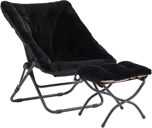 Vista 14 de Furlide Silla platillo, cómodas sillas de dormitorio, silla plegable de piel sintética de gran tamaño, silla plegable con marco de metal para sala