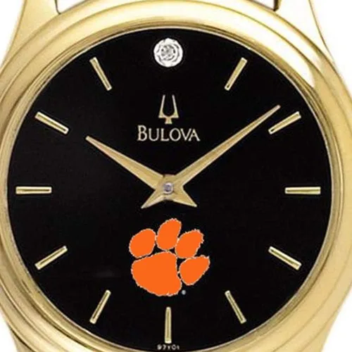 Vista 2 de Bulova Reloj de mujer Carolina del Norte Tarheels UNC de cuero negro diamante