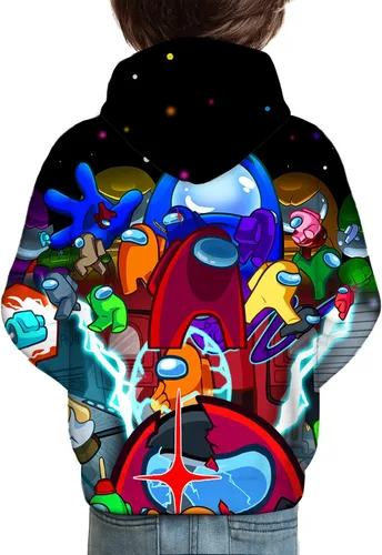 Vista 2 de JM0IEPNZ Sudaderas con capucha de juego juvenil con estampado 3D y bolsillo sin botones