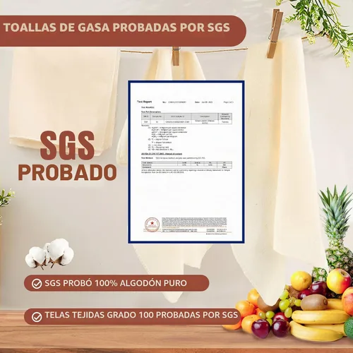 Vista 3 de 3 piezas de gasa reutilizable para colar de 20 x 20 pulgadas, gasas de grado 100 con bordes dobladillados, 100% algodón sin blanquear, colador