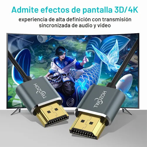 Vista 4 de Twozoh Cable HDMI a HDMI ultrafino de 1 pie, cable HDMI 2.0 hiperdelgado, cable HDMI extremadamente flexible compatible con 3D/4K @60Hz, 2160P, 1080P