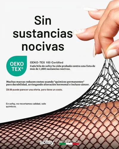 Vista 2 de sofsy Artesanía en Calcetería de 10 Años - Medias de Red Hechas en Italia para Mujeres Mallas de Cintura Alta de Comodidad Todo el Día A01 1 par